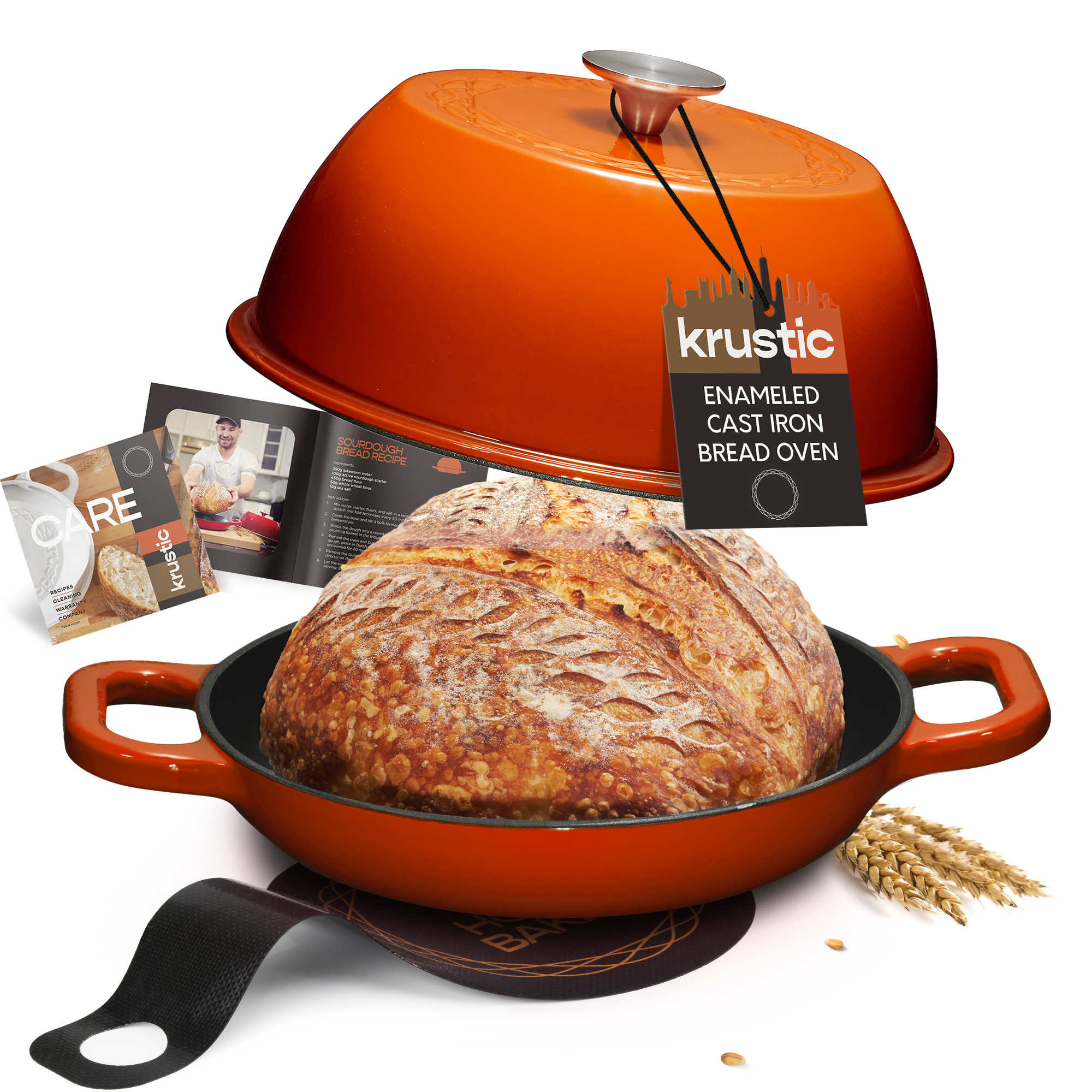 Krustic 6 QT Round Enameled Cast Iron Dutch Oven