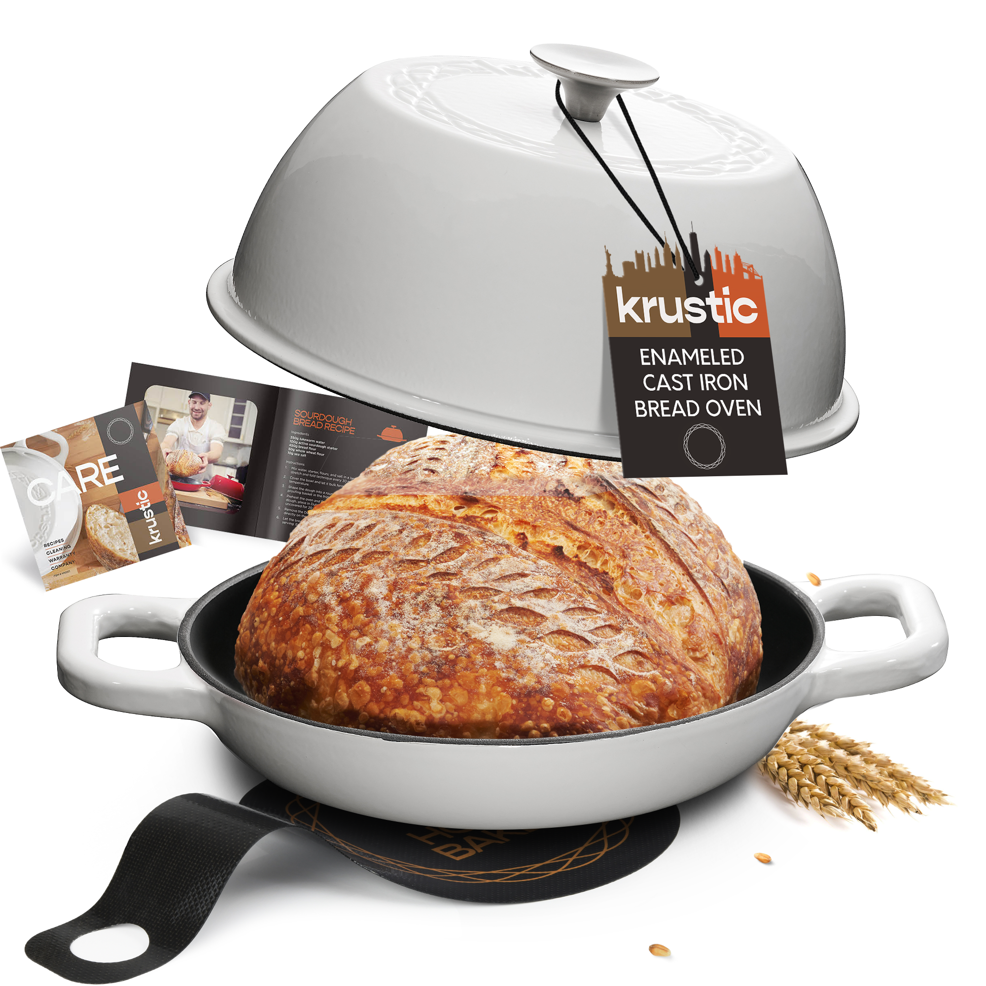 Krustic 6 QT Round Enameled Cast Iron Dutch Oven