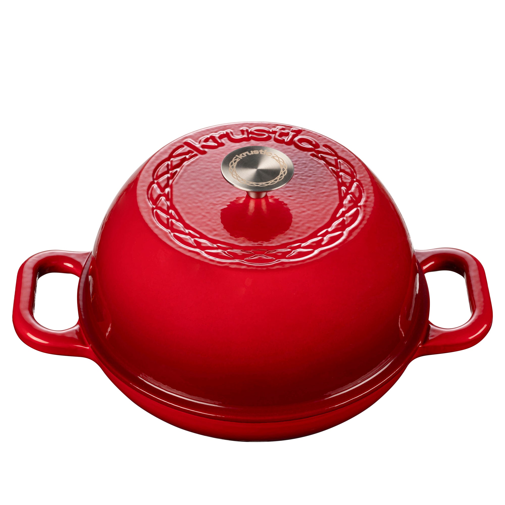 FLAVORIX 6 Qt Enameled Cast Iron Dutch Oven - Dome Lid For Sourdough Bread Baking, Braising, White